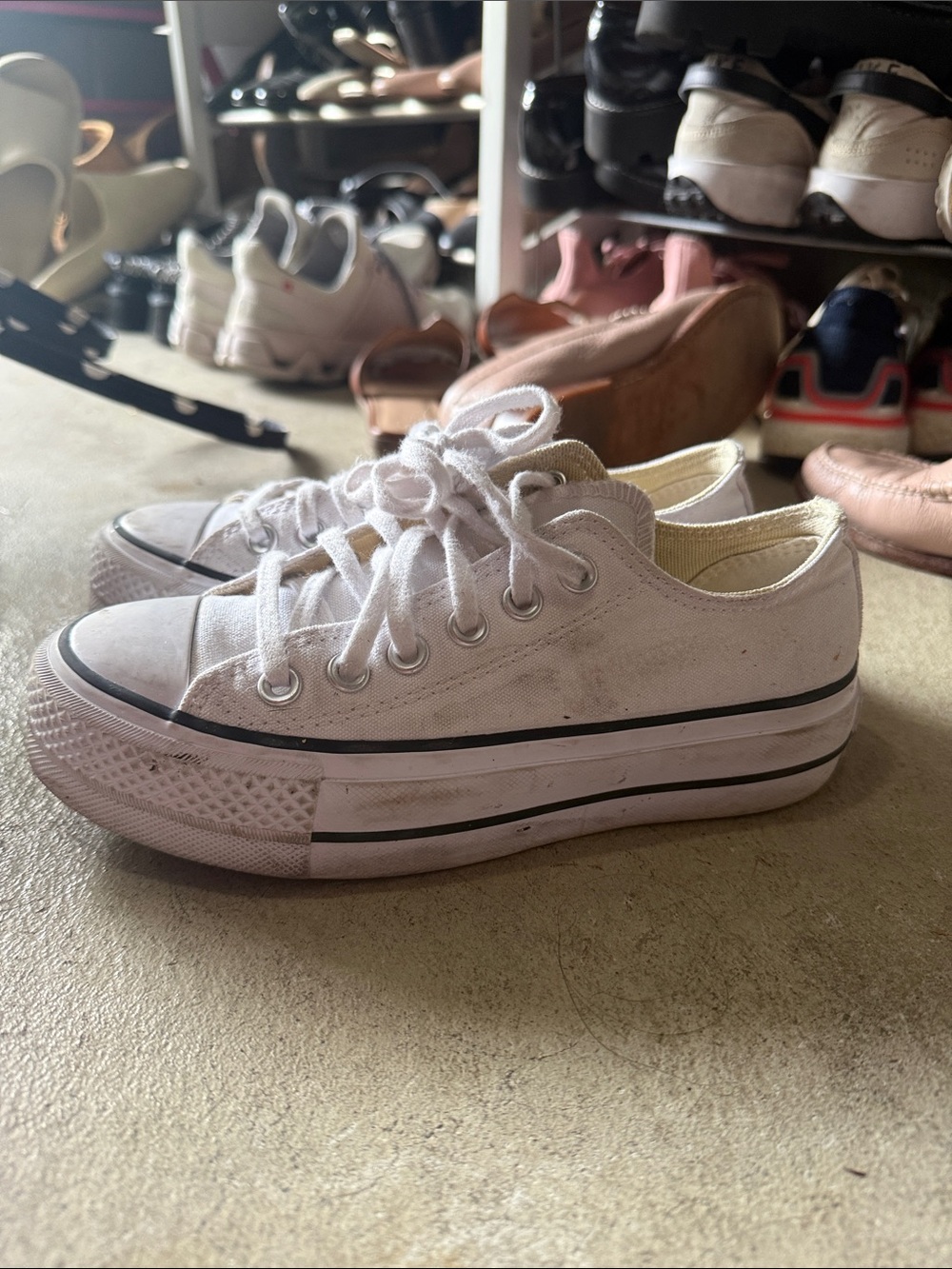Classic Low-Top Canvas Sneakers in White - Women size 5